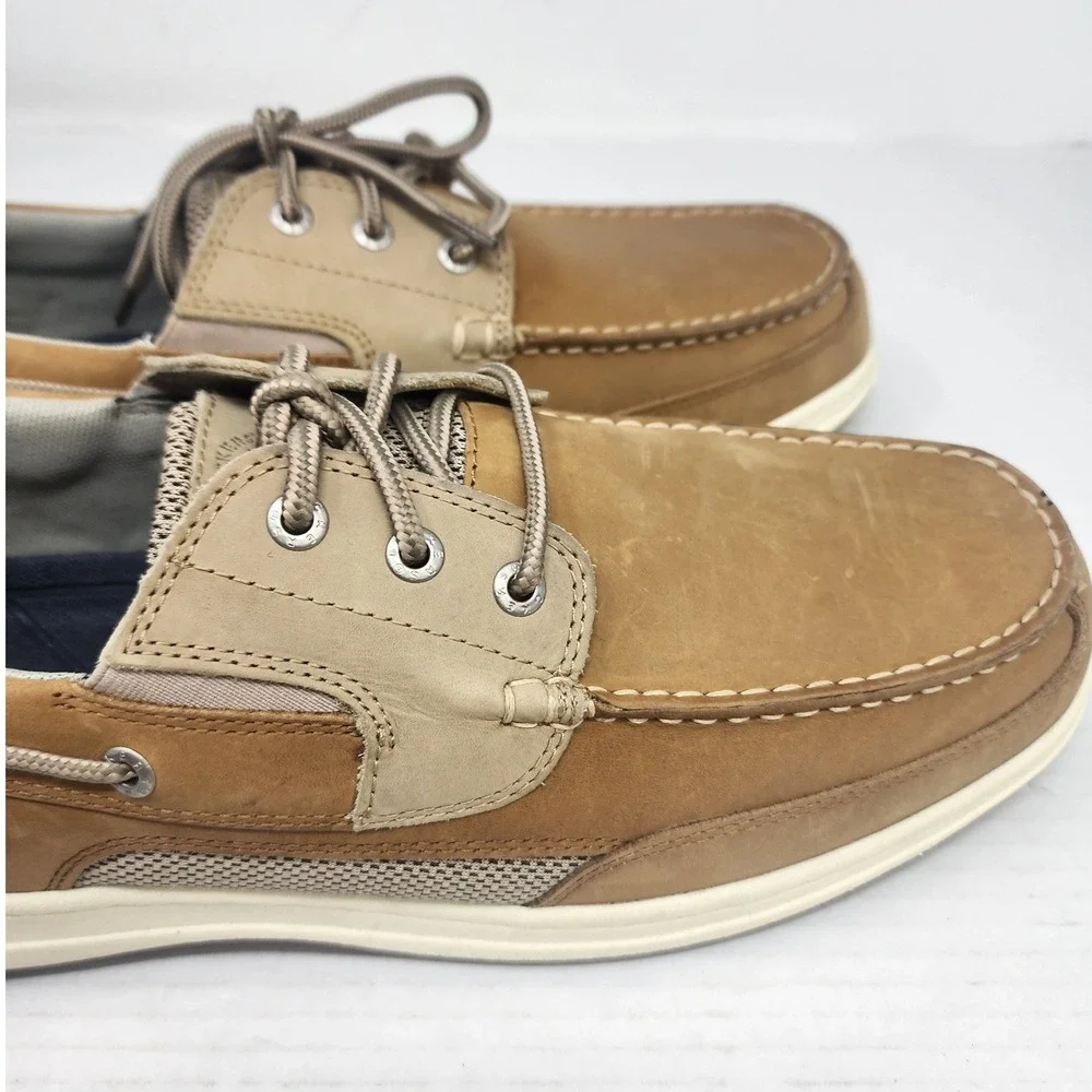 Dockers Mens Tan Leather‎ Mesh Beacon Boat Shoes Loafers Classic Size 14M NEW